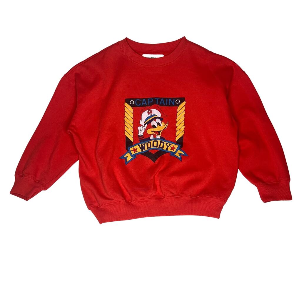 Vintage 80s Woody Woodpecker Tomboy Sweatshirt Walter Lantz Captain Size Large